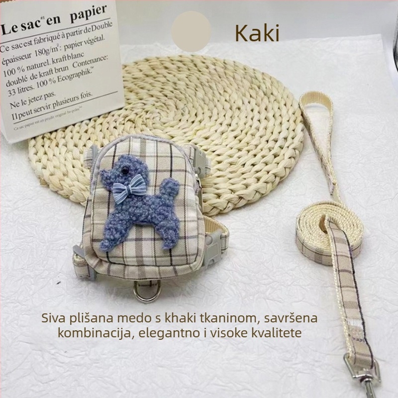 Povodac za kućne ljubimce s ruksakom, trakom za hlađenje i džepom za poslastice, za male pse, povlačni, tkivo materijal, Shen Chong Ju 038
