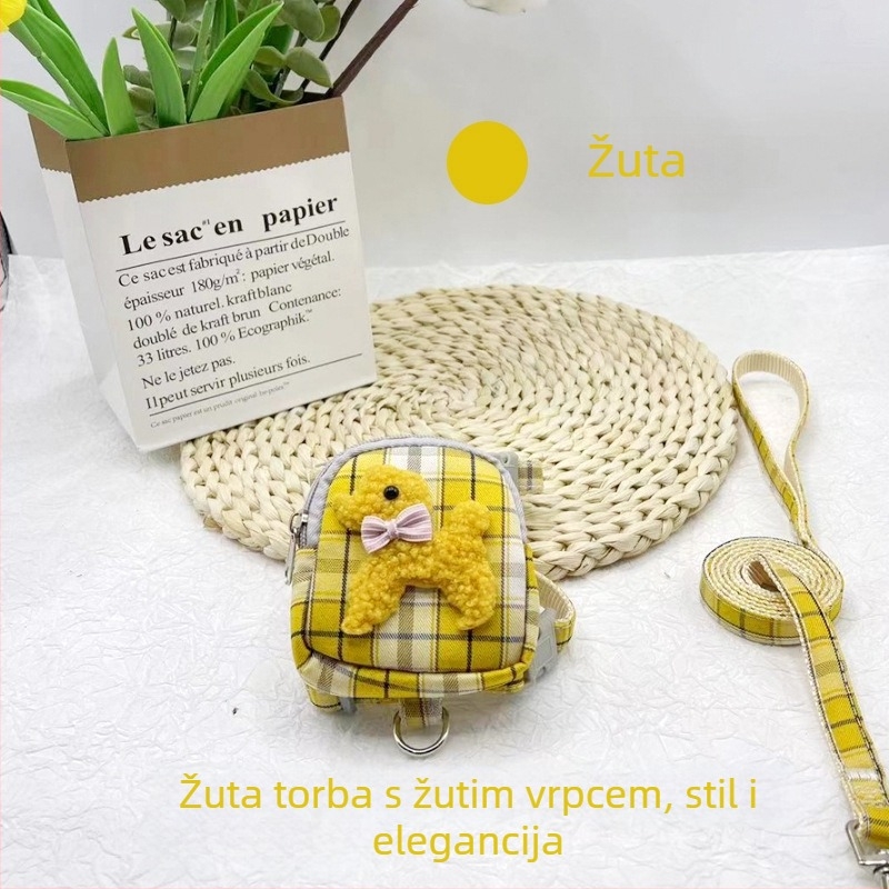 Povodac za kućne ljubimce s ruksakom, trakom za hlađenje i džepom za poslastice, za male pse, povlačni, tkivo materijal, Shen Chong Ju 038