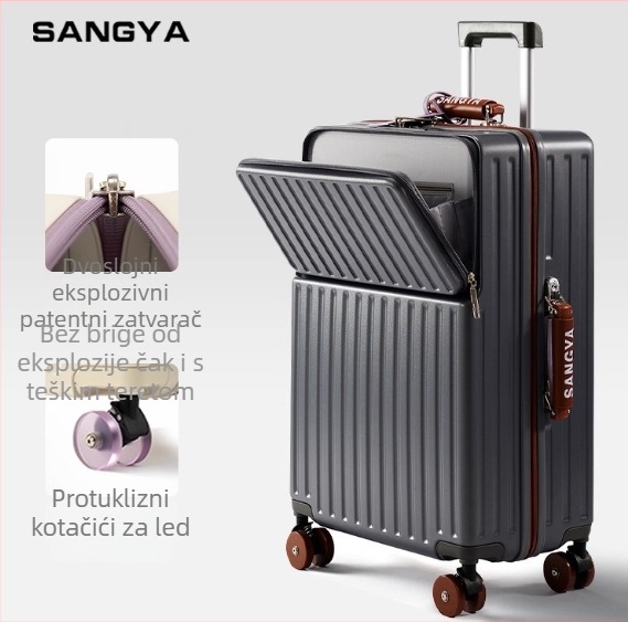 Unisex putni kofer, zip otvor, ABS+PC, USB priključak za punjenje, prednje otvaranje