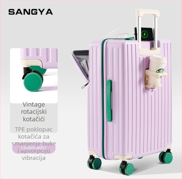 Unisex putni kofer, zip otvor, ABS+PC, USB priključak za punjenje, prednje otvaranje