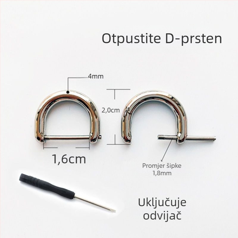 Set metalnih kopči: odvojiva D-kopča, kopča u obliku kopita, lanac, podesivo