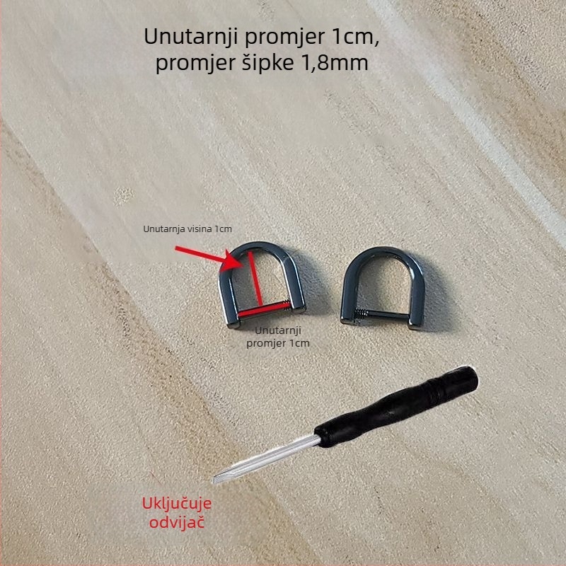 Set metalnih kopči: odvojiva D-kopča, kopča u obliku kopita, lanac, podesivo