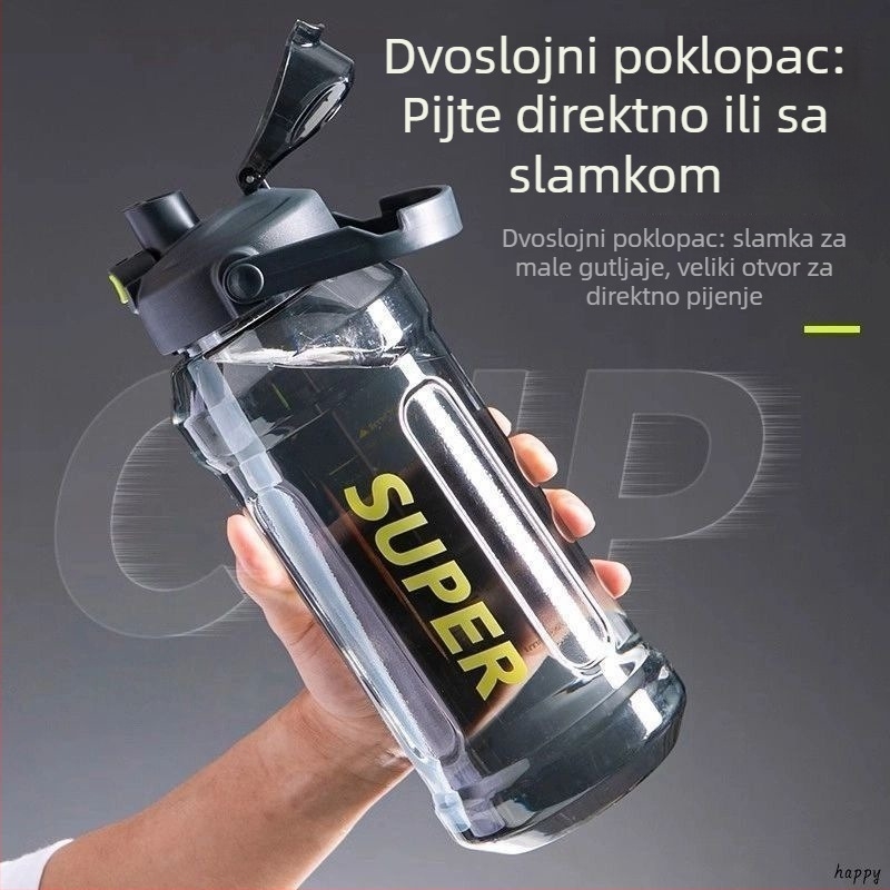 Sippy čaša, sportskog stila sa slamkom, poklopac na jedan klik, PC plastika, visina 7,5 cm