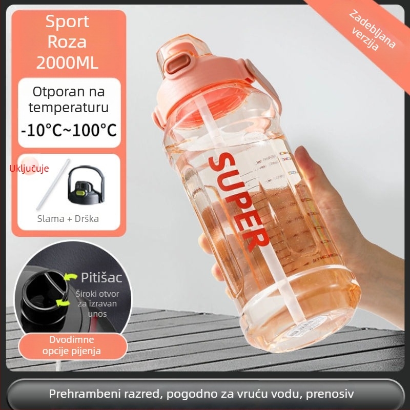 Sippy čaša, sportskog stila sa slamkom, poklopac na jedan klik, PC plastika, visina 7,5 cm
