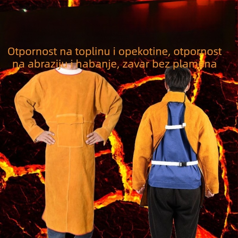 Odjeća za zavarivanje od teleće kože, otporna na opekline, visokotemperaturna otpornost, zaštita od zračenja, zavarivanje argonskim lukom