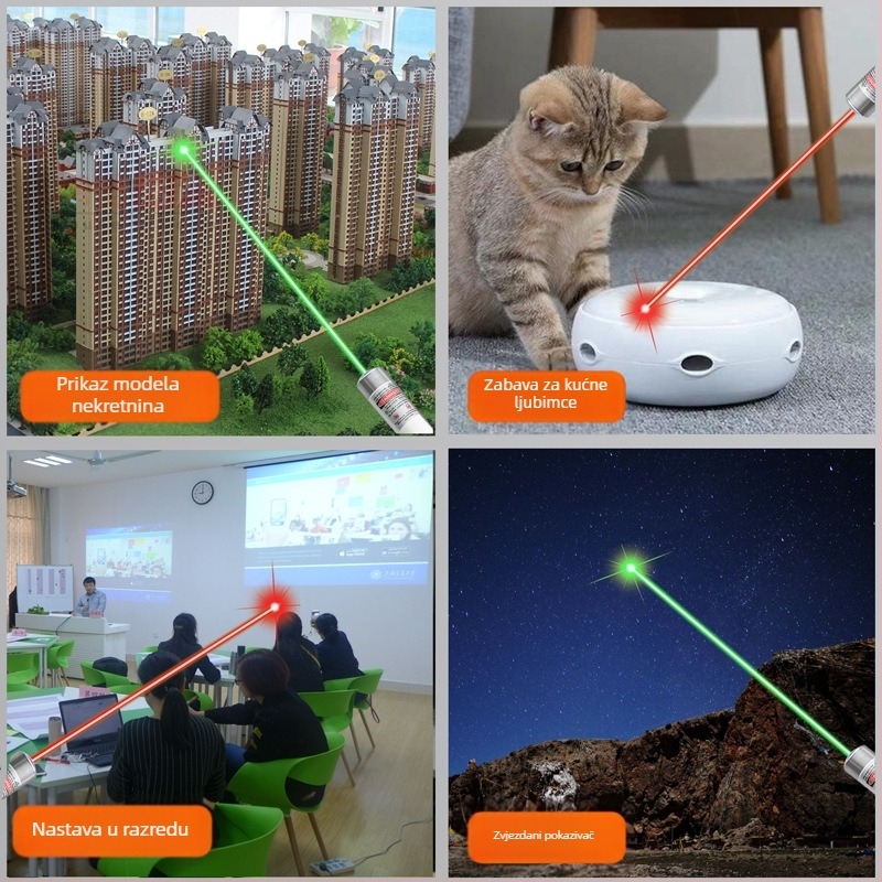 Laser pokazivač visoke snage i svjetiljka – dugi domet, IR punjenje