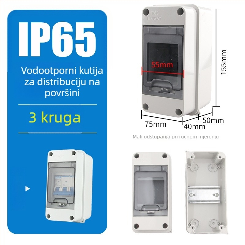 Plastična vodootporna kutija za razvodnike 2–24 kruga, površinska montaža, kućna električna kutija