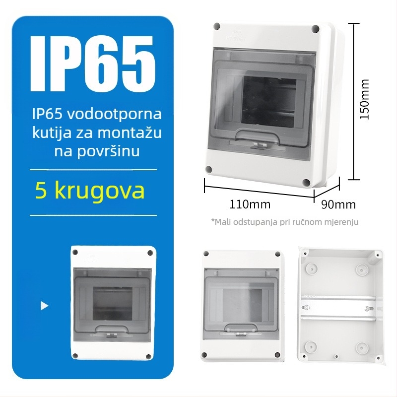 Plastična vodootporna kutija za razvodnike 2–24 kruga, površinska montaža, kućna električna kutija