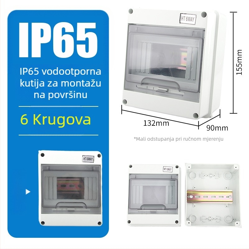 Plastična vodootporna kutija za razvodnike 2–24 kruga, površinska montaža, kućna električna kutija