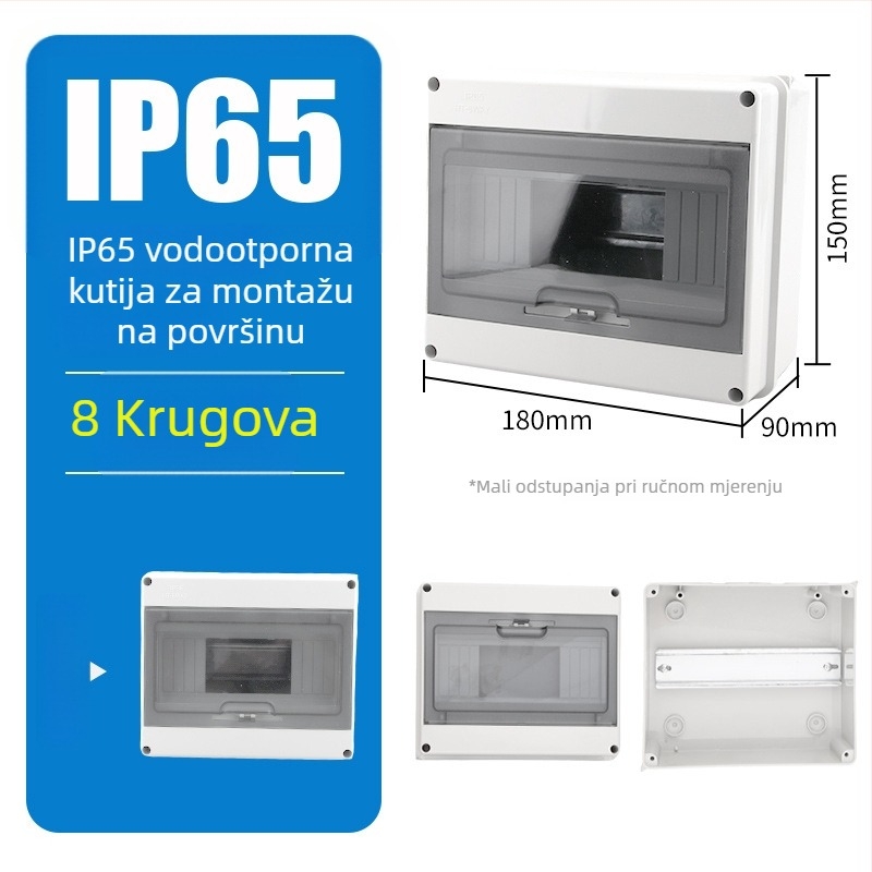Plastična vodootporna kutija za razvodnike 2–24 kruga, površinska montaža, kućna električna kutija