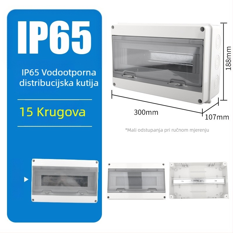 Plastična vodootporna kutija za razvodnike 2–24 kruga, površinska montaža, kućna električna kutija