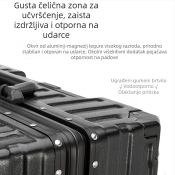 Višenamjenski putni kofer velikog kapaciteta, kućište od karbonskih vlakana, zatvaranje na zip, univerzalni kotači, običan kombinacijski zaključak