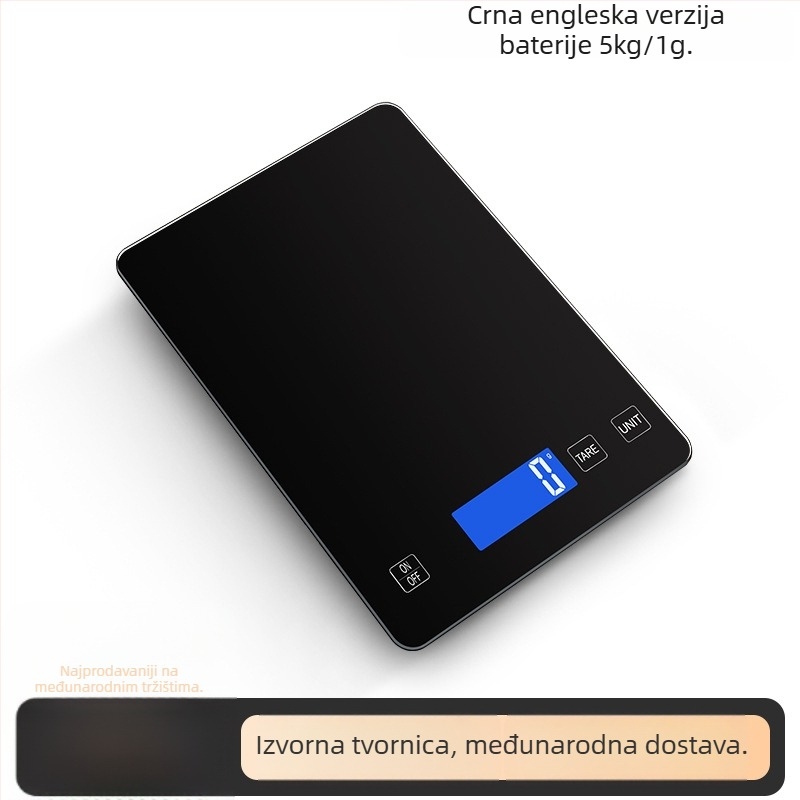 Kuhinjska vaga DH-A11 s elektroničkim mjerenjem i digitalnom staklenom površinom, kapacitet 15 kg, napajanje baterijom, višestruka upotreba.