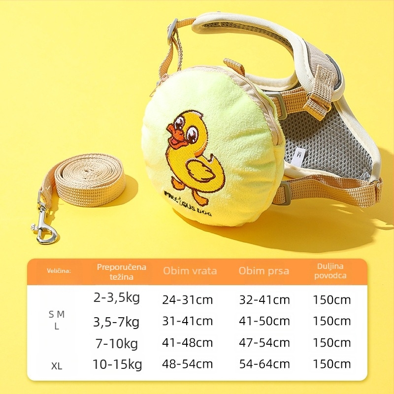 Harness za pse s 3D dizajnom crtani likovi, podesivi najlonski prsni pojas, ugrađeni mali ruksak za male pse, šetnja povodac