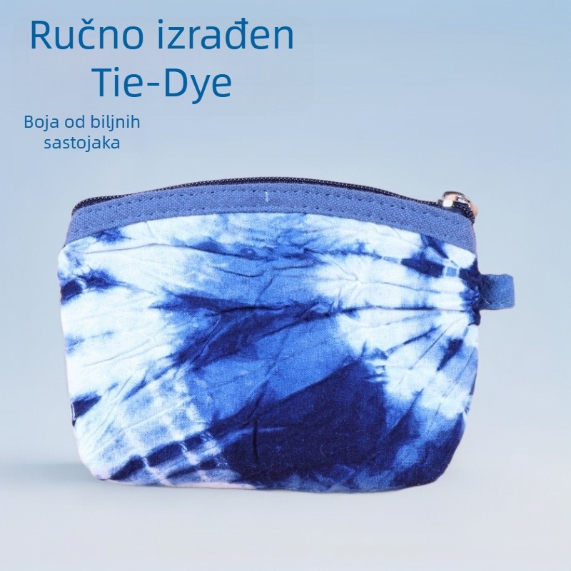 Pamučni novčanik za kovanice s prugastim uzorkom, biljno bojanje tie-dye, unisex, lansiran u proljeće 2025.