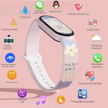 M8 pametni narukvica: brojanje koraka, otkucaji srca, krvni tlak, SpO2 i praćenje sna; Bluetooth s Android kompatibilnošću; silikonska narukvica; do 7 dana trajanja baterije; dnevna vodootpornost