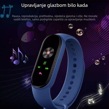 M8 pametni narukvica: brojanje koraka, otkucaji srca, krvni tlak, SpO2 i praćenje sna; Bluetooth s Android kompatibilnošću; silikonska narukvica; do 7 dana trajanja baterije; dnevna vodootpornost