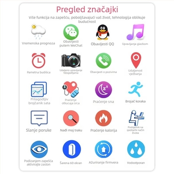 M8 pametni narukvica: brojanje koraka, otkucaji srca, krvni tlak, SpO2 i praćenje sna; Bluetooth s Android kompatibilnošću; silikonska narukvica; do 7 dana trajanja baterije; dnevna vodootpornost
