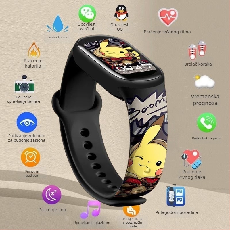 M8 pametni narukvica: brojanje koraka, otkucaji srca, krvni tlak, SpO2 i praćenje sna; Bluetooth s Android kompatibilnošću; silikonska narukvica; do 7 dana trajanja baterije; dnevna vodootpornost