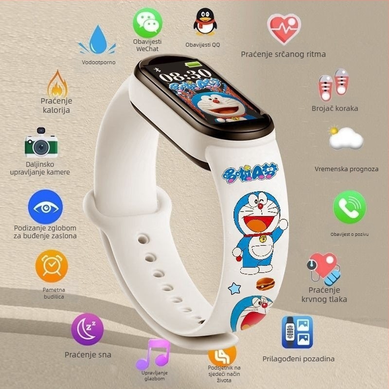M8 pametni narukvica: brojanje koraka, otkucaji srca, krvni tlak, SpO2 i praćenje sna; Bluetooth s Android kompatibilnošću; silikonska narukvica; do 7 dana trajanja baterije; dnevna vodootpornost