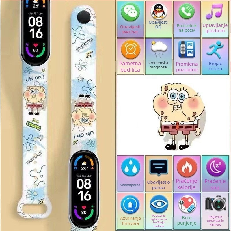 M8 pametni narukvica: brojanje koraka, otkucaji srca, krvni tlak, SpO2 i praćenje sna; Bluetooth s Android kompatibilnošću; silikonska narukvica; do 7 dana trajanja baterije; dnevna vodootpornost