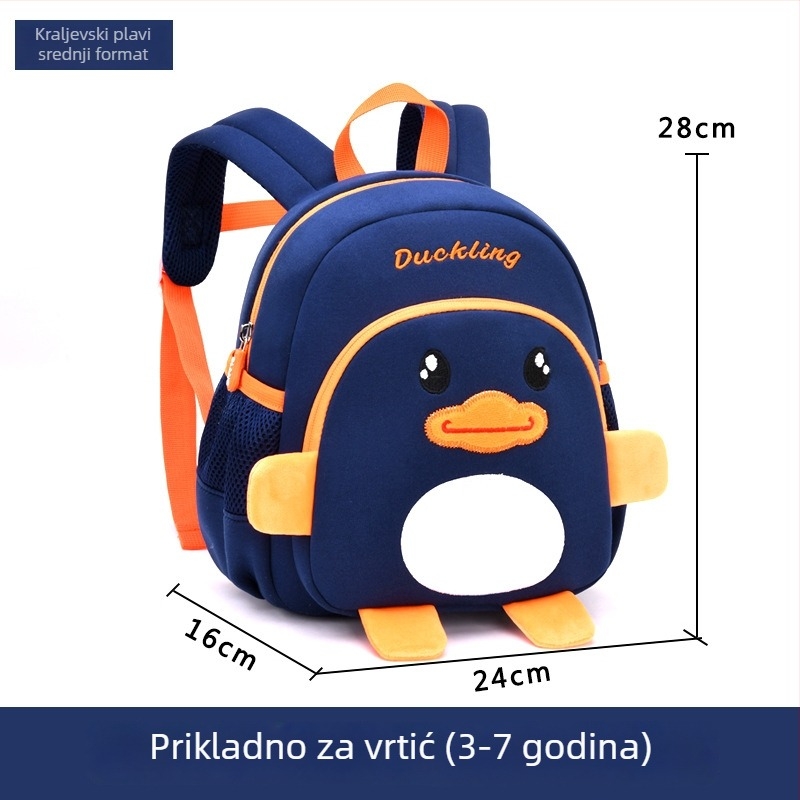 Dječji ruksak za vrtić s vezenim motivom patke, prozračan, vodootporan, ultra lagan, naramenice s zračnim jastučićem