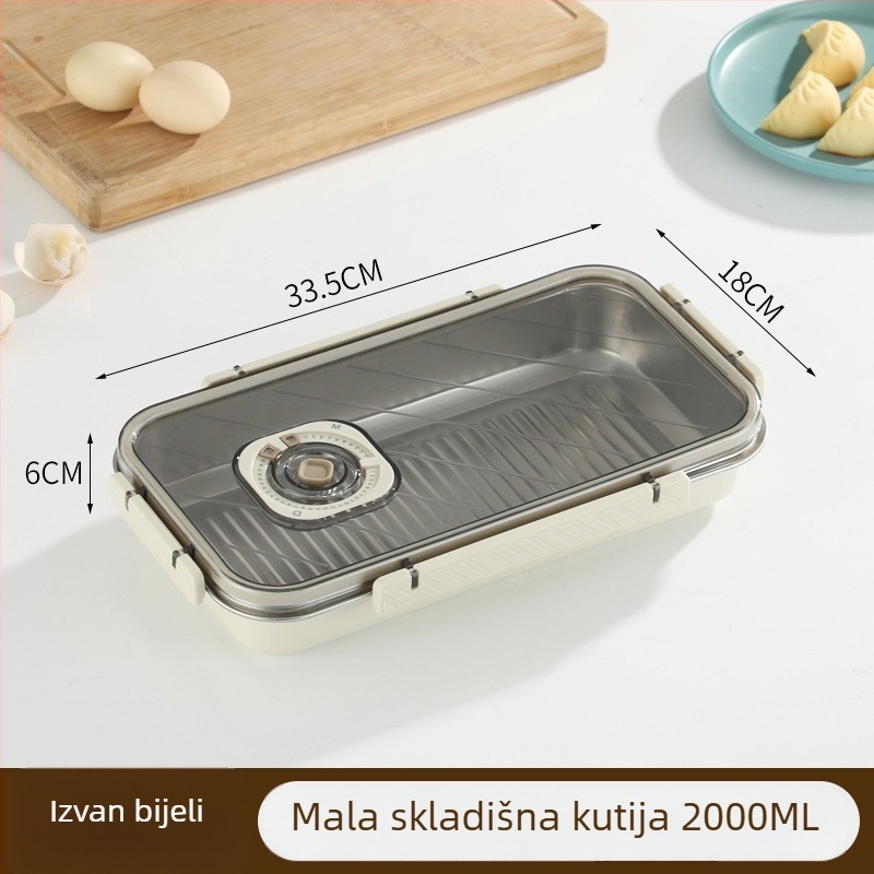 Kutija za pohranu hrane od 304 nehrđajućeg čelika, pravokutnog oblika, zapečaćena kutija za voće, kapacitet 2.1–5 L
