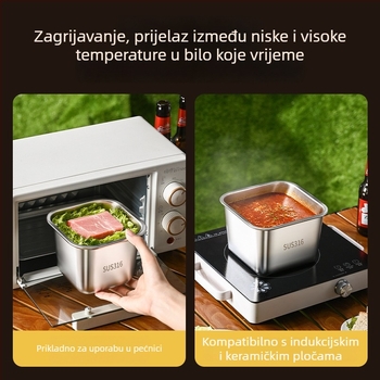 Kutija za hranu od 316 nehrđajućeg čelika, kvadratna, jednodjelna, zatvorena za hladnjak, čuva svježinu