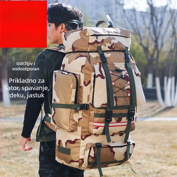 Torba u vojnom stilu za kampiranje i putovanja, vodootporna, izdržljiva, s mogućnošću proširenja, Oxford plat, geometrijski uzorak