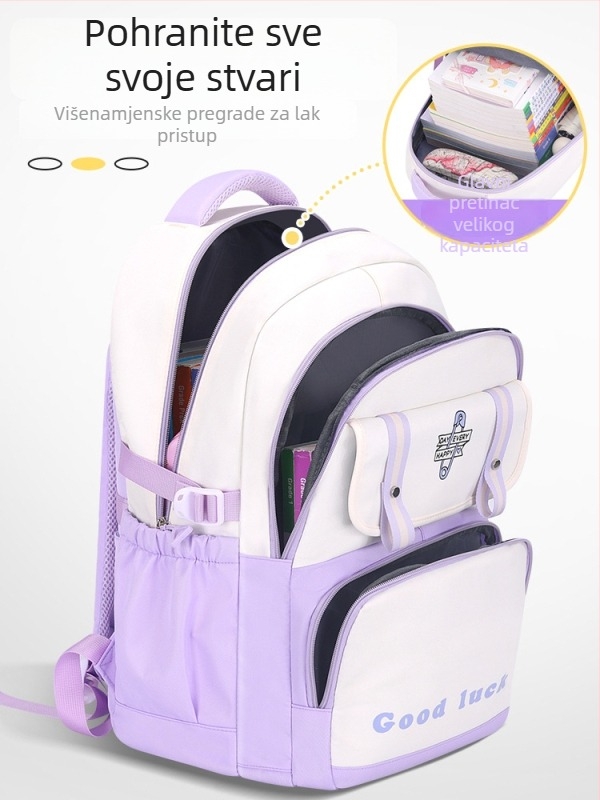 Ruksak za osnovnu školu za djevojčice, lagan, vodootporan, velik kapacitet, moderan, smanjuje opterećenje.
