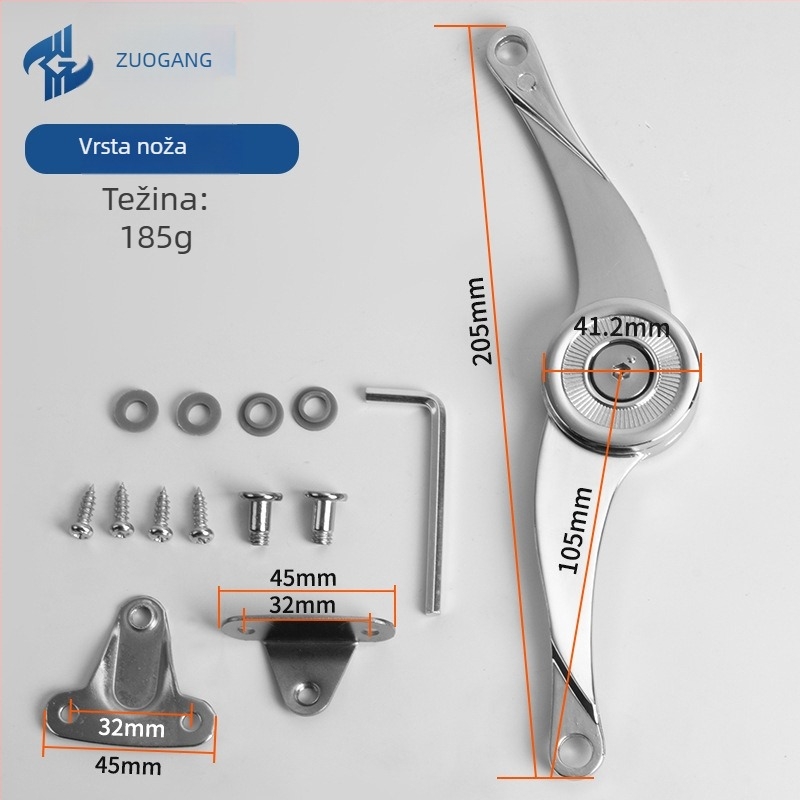 Left Steel cinkovito legirani Arbitrary Stop za ormariće i ladice, model 01A-Standard Type Fine Grain, moderni minimalistički stil