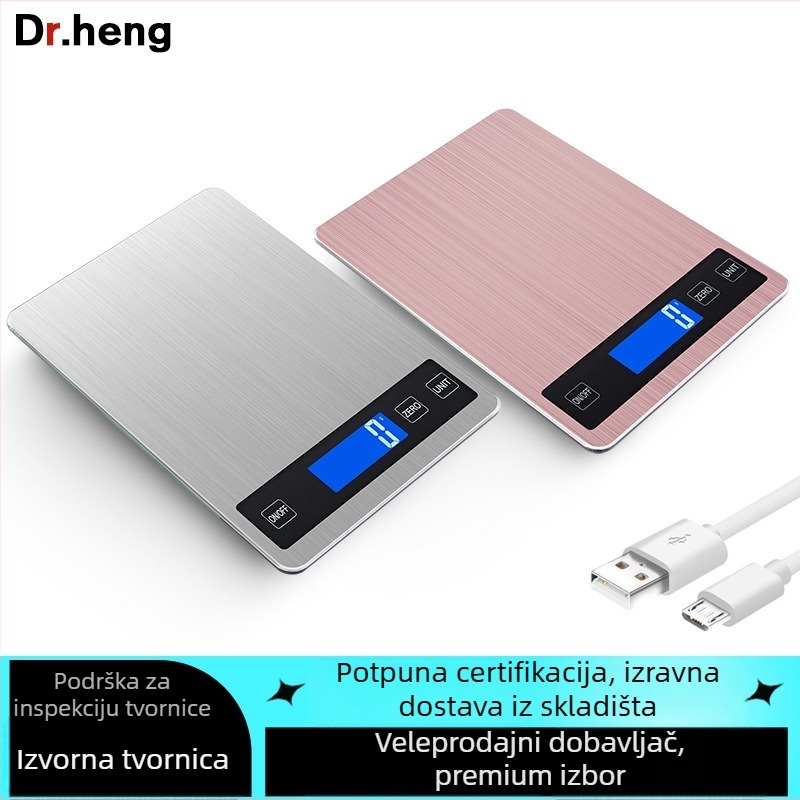 Digitalna kuhinjska vaga za pečenje, kapacitet 5–15 kg, model Dh-a10 punjenje, elektroničko mjerenje, dvostruko napajanje (AAA baterije ili punjenje), za kuhinju