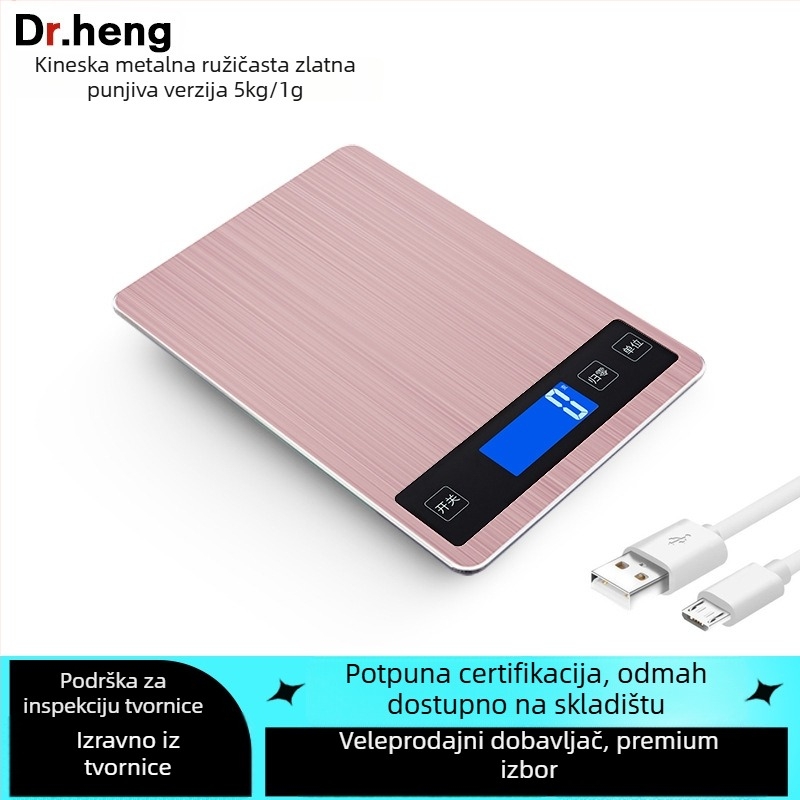 Digitalna kuhinjska vaga za pečenje, kapacitet 5–15 kg, model Dh-a10 punjenje, elektroničko mjerenje, dvostruko napajanje (AAA baterije ili punjenje), za kuhinju