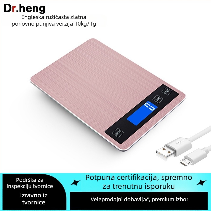Digitalna kuhinjska vaga za pečenje, kapacitet 5–15 kg, model Dh-a10 punjenje, elektroničko mjerenje, dvostruko napajanje (AAA baterije ili punjenje), za kuhinju
