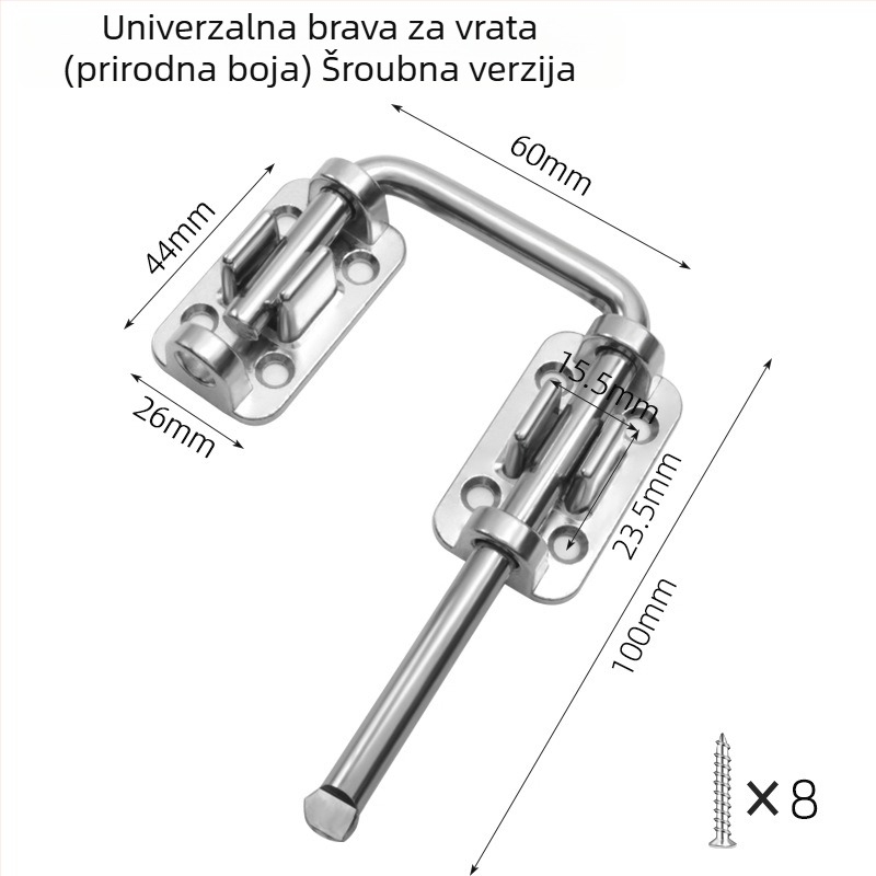 Bez bušenja, 90° kut, debeli dizajn, univerzalni zatvarač vrata od cinkovog legura i hladno valjanog čelika