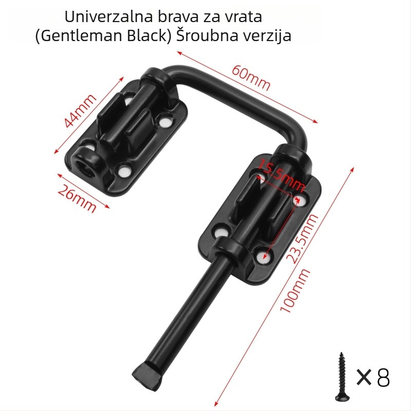 Bez bušenja, 90° kut, debeli dizajn, univerzalni zatvarač vrata od cinkovog legura i hladno valjanog čelika