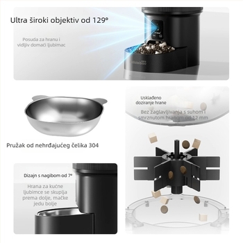 Automatski hranilica za ljubimce s timerom, upravljanjem putem aplikacije i ugrađenom kamerom — otklopljivi dizajn, pogodan za pse i mačke, težina 2 kg, model 2512cgcy 5000