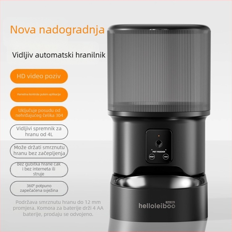 Automatski hranilica za ljubimce s timerom, upravljanjem putem aplikacije i ugrađenom kamerom — otklopljivi dizajn, pogodan za pse i mačke, težina 2 kg, model 2512cgcy 5000