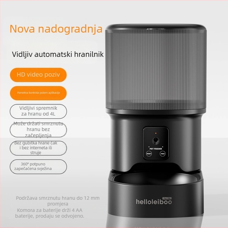 Automatski hranilica za ljubimce s timerom, upravljanjem putem aplikacije i ugrađenom kamerom — otklopljivi dizajn, pogodan za pse i mačke, težina 2 kg, model 2512cgcy 5000