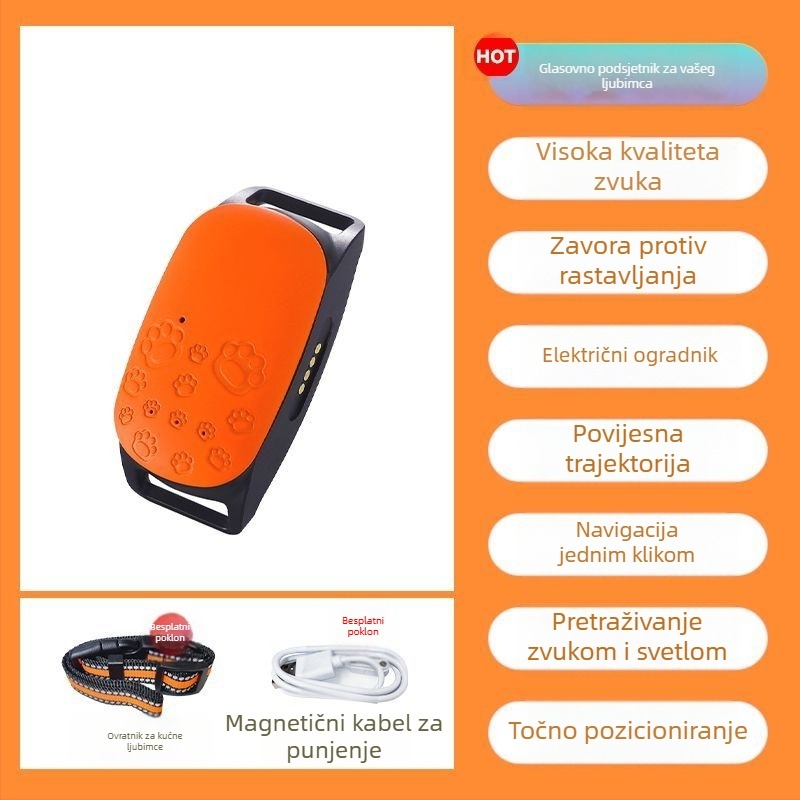 GPS trag za kućne ljubimce s Beidou pozicioniranjem za mačke, pse i ovce – vodootporan ovratnik s alarmima vibracije, isključivanja napajanja, pokreta i ograde; GPS točnost 15 m; IP67; polimer baterija