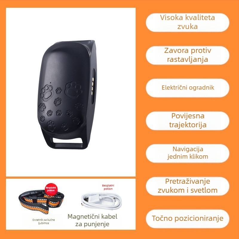 GPS trag za kućne ljubimce s Beidou pozicioniranjem za mačke, pse i ovce – vodootporan ovratnik s alarmima vibracije, isključivanja napajanja, pokreta i ograde; GPS točnost 15 m; IP67; polimer baterija