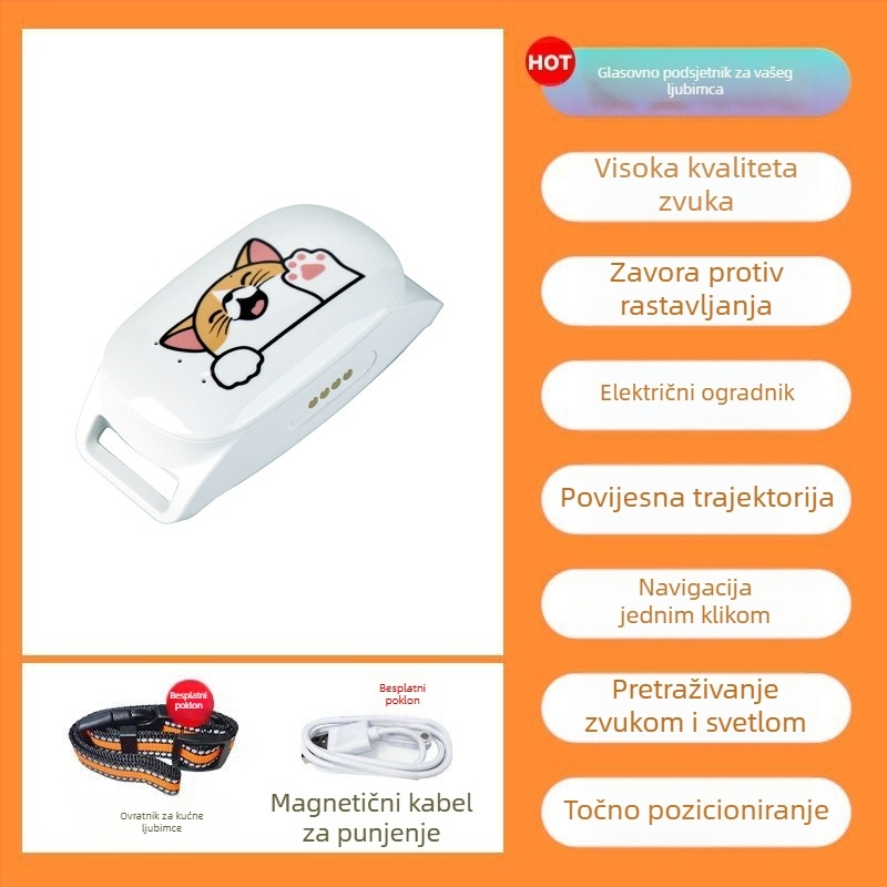 GPS trag za kućne ljubimce s Beidou pozicioniranjem za mačke, pse i ovce – vodootporan ovratnik s alarmima vibracije, isključivanja napajanja, pokreta i ograde; GPS točnost 15 m; IP67; polimer baterija