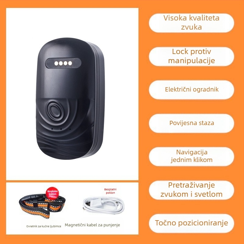 GPS trag za kućne ljubimce s Beidou pozicioniranjem za mačke, pse i ovce – vodootporan ovratnik s alarmima vibracije, isključivanja napajanja, pokreta i ograde; GPS točnost 15 m; IP67; polimer baterija