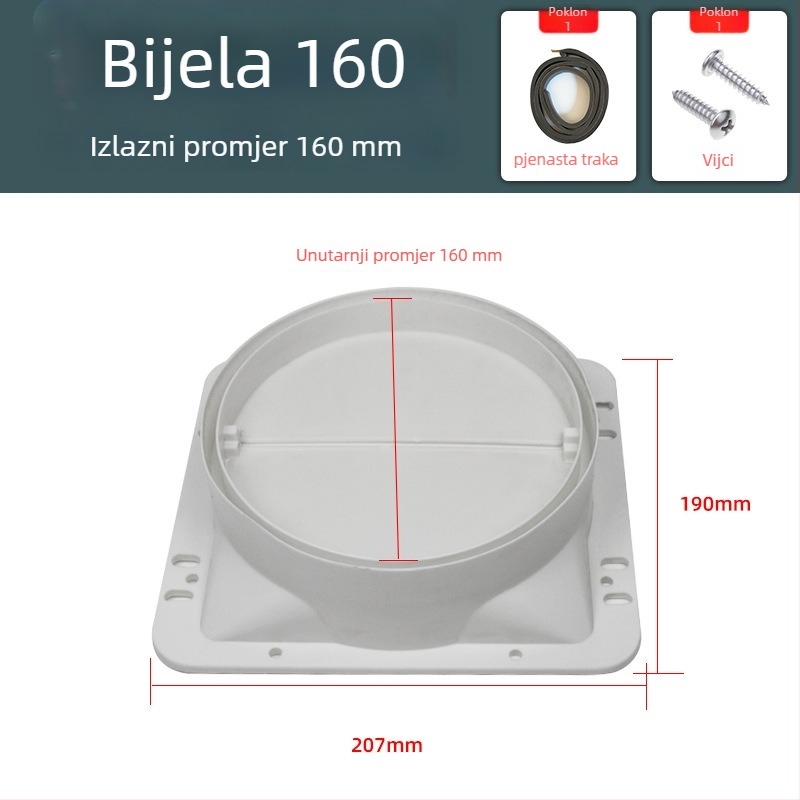 Pribor za kuhinjsku napa – izlaz zraka s ojačanim ventilom provjere, ručna ugradnja, model Izlaz zraka, šifra YCF