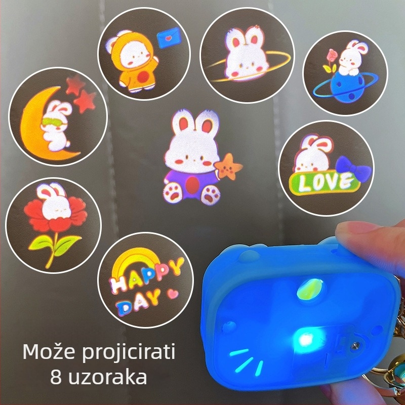 Privjesak za ključeve sa svjetlećim zeko-projekcijom, sladak stil, plastični materijal, individualno pakiranje
