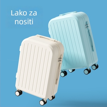 Putni kovčeg – unisex, ABS+PC materijal, otvaranje na zip, univerzalni kotači, prugasti uzorak