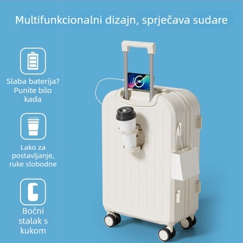 Putni kovčeg – unisex, ABS+PC materijal, otvaranje na zip, univerzalni kotači, prugasti uzorak