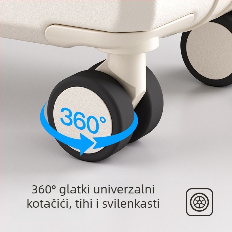 Putni kovčeg – unisex, ABS+PC materijal, otvaranje na zip, univerzalni kotači, prugasti uzorak