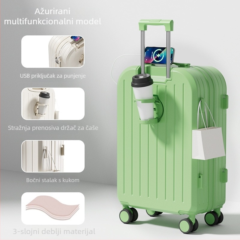 Putni kovčeg – unisex, ABS+PC materijal, otvaranje na zip, univerzalni kotači, prugasti uzorak