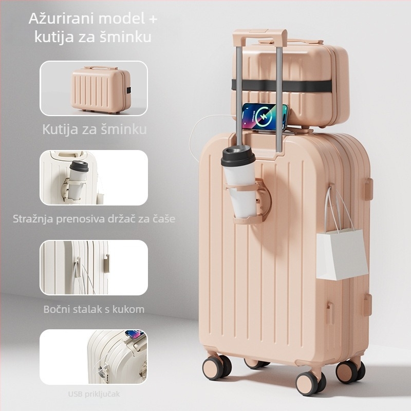 Putni kovčeg – unisex, ABS+PC materijal, otvaranje na zip, univerzalni kotači, prugasti uzorak